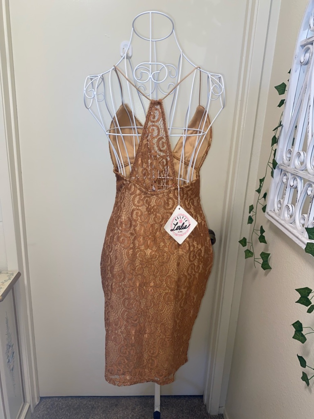 Lulu's Rust Lace-Up Bodycon Dress - Picture 2 of 5